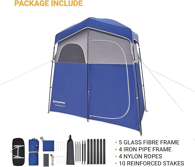 KingCamp Shower Tent, Portable Privacy Tent Outdoor Camping 1/2 Room Toilet Tents with Shower Bag & Dressing Room for Beach, Camping & Hiking