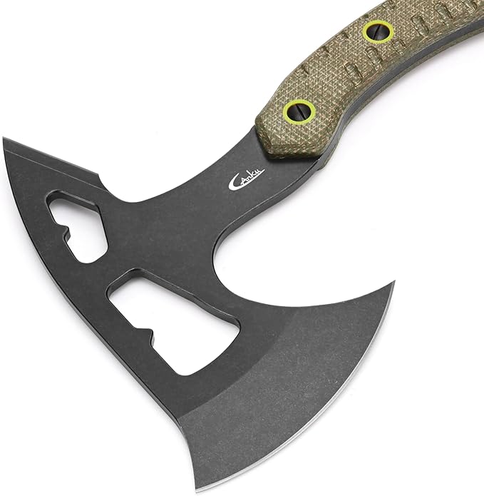 C1392 Camping Axes,DC53 Steel Blade with Micarta Handle Chopping Axe Bushcraft Camping Axes Survival Hatchet with Kydex Sheaths for Hiking Hunting Camping Splitting Chopping Wood(Green)