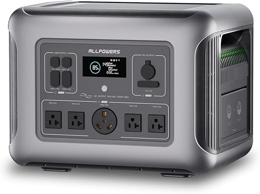 ALLPOWERS R2500 Portable Power Station, 2016Wh LiFePO4 Battery Backup with 4x 2500W AC Outputs, Solar Generator for 13 Devices, Solar Power Bank, 1 Hour Fast Charge, for Home Outdoors Camping RVs