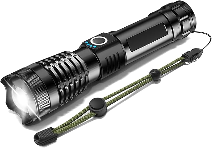 ISUNMEA Rechargeable Strong Flashlight, Zoomable LED Powerful Flashlights 1500LM High Lumens w/ 5 Modes Waterproof Handheld Flash Light for Emergencies Outdoor Camping Hiking Home Power Outage 1-Pack