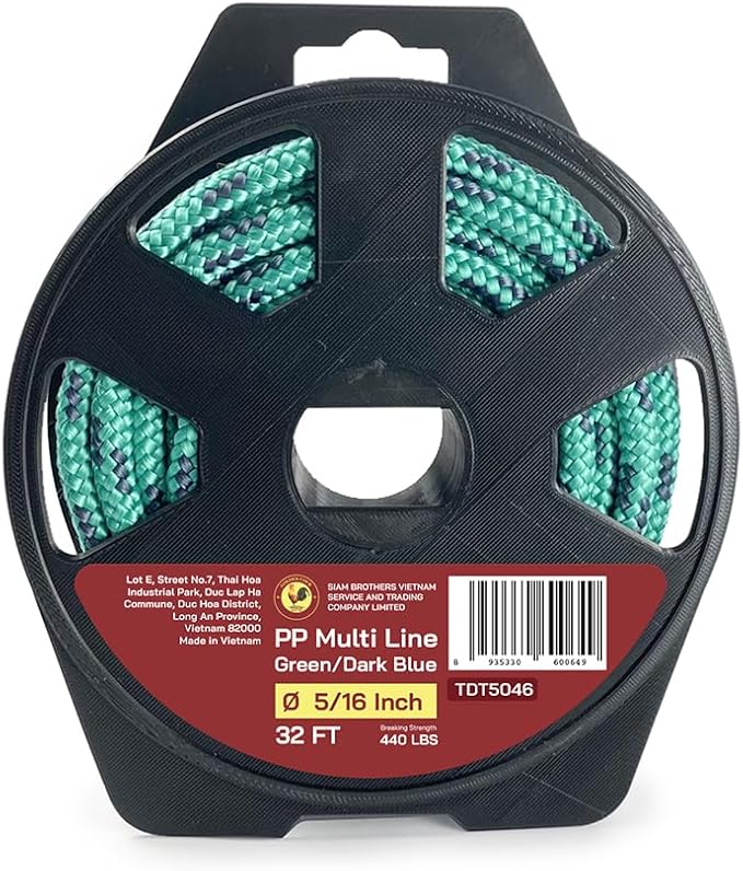 5/16" - 32' (8 mm x 10 m) 16 Strand Strong Heavy-Duty Tactical Paracord, Clothes Line Camping Utility - All-Purpose Lightweight Diamond Braid Rope for Tie, Pull, Swing, Knot