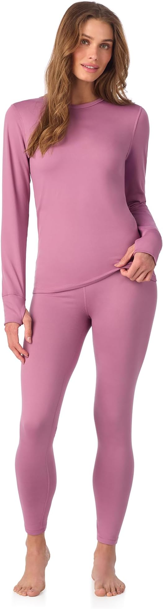 Cuddl Duds Womens Fleece Lined Thermal Base Layer Set – Long Sleeve Shirt & Leggings for Cold Weather – Lounge Set for Women