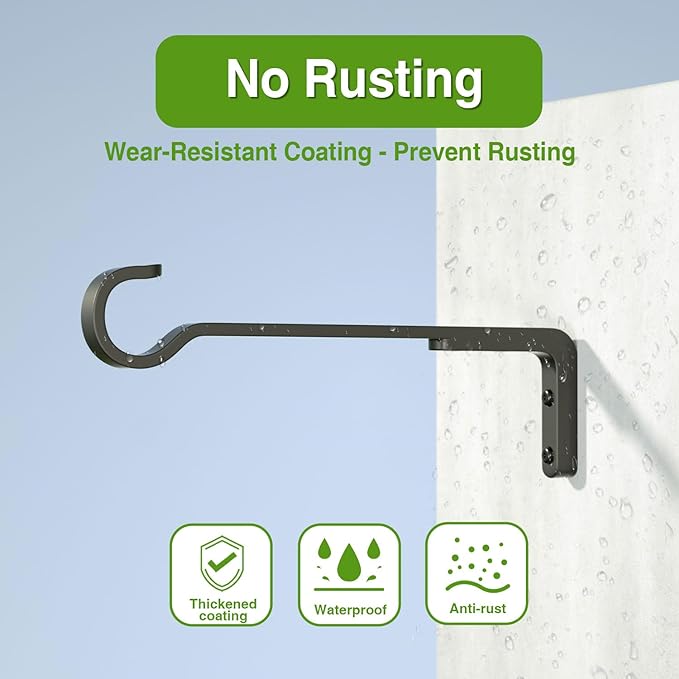 12 Inch Black Heavy Duty Outdoor Plant Hangers for Hanging Baskets, Iron Hanging Plant Brackets for Hanging Plants Outside, Metal Plant Hooks Plant Wall Hooks for Hanging Lantern, Bird Feeder (2 pcs)