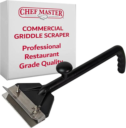 Chef Master Griddle & Flat Iron Grill Scraper, Commercial Blackstone Griddle Scraper, Flat Top Grill, Blackstone Accessories, Removes Grease, Food Debris for Diners, Restaurant & Food Truck - 90254