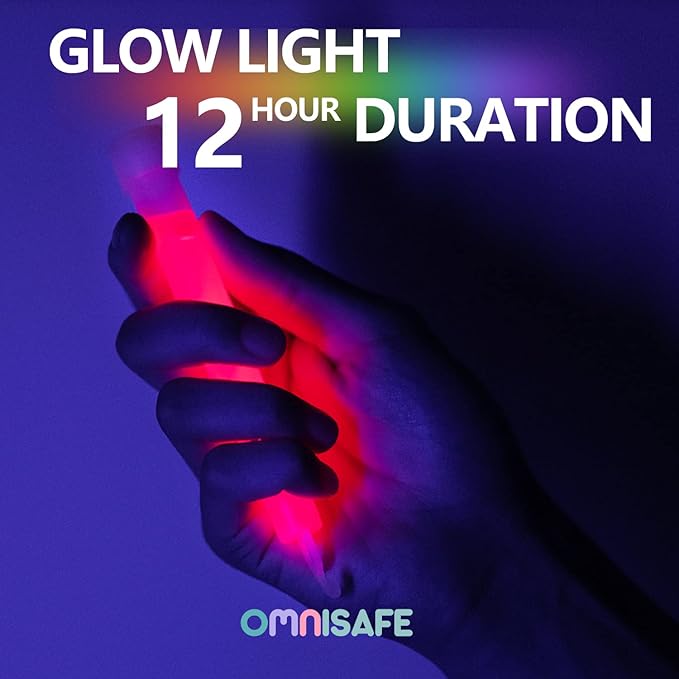 24 Ultra Bright Large Glow Sticks with 24 Black PE String, Multi Use Colourful 6 Inch Glowsticks for Parties, Camping, Emergency Glow Sticks For Blackout, Long-lasting Lighting Waterproof and