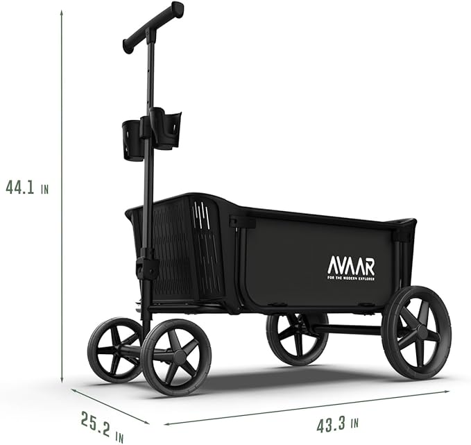 400lbs Large Capacity Collapsible Wagon Cart,Folding Utility Heavy Duty,All Terrain Big Wheels for Garden Camping Sports Outdoor Shopping, Black