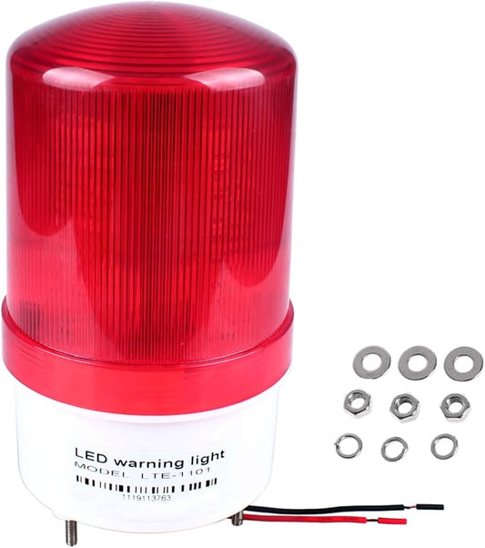 Industrial LED Rotating Strobe Beacon Warning Lights, Electrical Revolving Signal Lights for Emergency, 24v DC, Red, No Buzzer