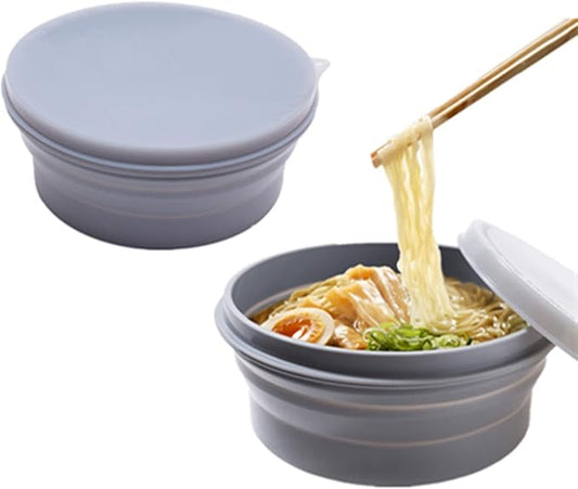 IYYI ME.FAM Silicone Collapsible Bowl with Lid - 800ML Folding Travel Bowl for Camping, Hiking - Heat Resistant