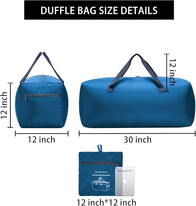 2 Packs Foldable Duffel Bag 30" / 75L Lightweight with Water Rresistant for Travel