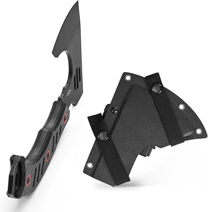 C1391 Camping Axe Camping Hatchet,DC53 Steel Blade with Micarta Handle Survival Hatchets Bushcraft Axe with Kydex Sheaths for Camping Hiking and Chopping Wood(Black)