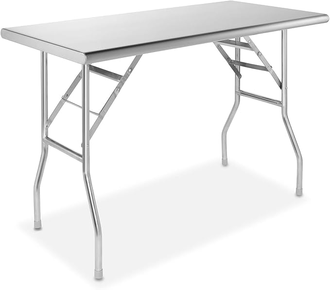 GRIDMANN Stainless Steel Folding Table 48 x 24 Inch, NSF Kitchen Prep & Work Table