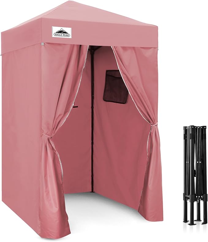 EAGLE PEAK Flex Ultra Compact 4x4 Pop-up Canopy, Sun Shelter, Changing Room, Portable Privacy Canopy Cabana for Pool, Fashion Photoshoots, or Camping, Pink