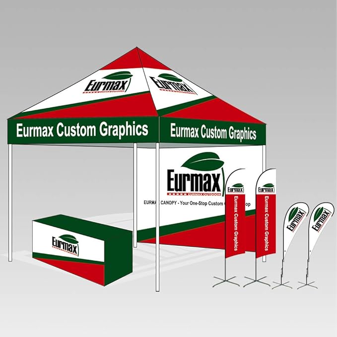 Eurmax USA 10 x 10 Pop up Canopy Commercial Tent Outdoor Party Canopies with 4 Removable Zippered Sidewalls and Roller Bag Bonus 4 Canopy Sand Bags & 24 Squre Ft Extended Awning(White)