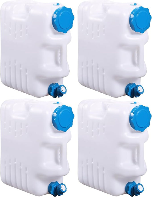 5 Gallon/18.5L Water Container with Spigot, Portable BPA Free Water Jug, Multifunction Water Tank for Camping Outdoor Hiking Picnic Supplies, Emergency Stroage, 4 Pack