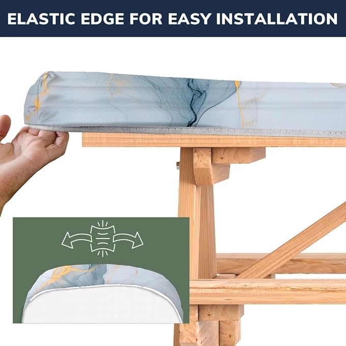 CAPSCEOLL Picnic Table Cover with Bench Covers Waterproof Camping Tablecloth All-Weather Outdoor Table Protector with Drawstring Bag for Camping Essentials, 72X30in, Grey White