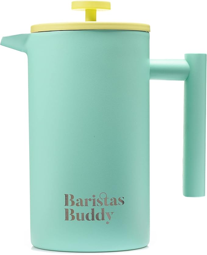 French Press Coffee Maker - Insulated, Stainless Steel Manual Coffee Makers For Home, Office Or Camping - Large 34oz Capacity For 4 Cups