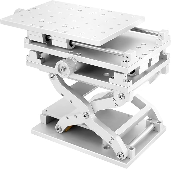 3 Axis Aluminum XYZ Workbench Manual Linear Stage 3D DIY Expandable Lifting Marking Machine with Polished Lifting Platform Portable Aluminum Alloy Working Table 210 × 150 mm