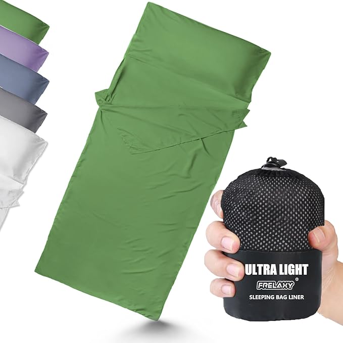 Frelaxy Ultralight Sleeping Bag Liner - Lighter & Compact, 3 Sizes Travel Sheets & Adult Sleep Sack, Comfy Breathable & Cooling & Silky Soft, Quick-Drying, for Backpacking, Hotel, Camping, Hostels