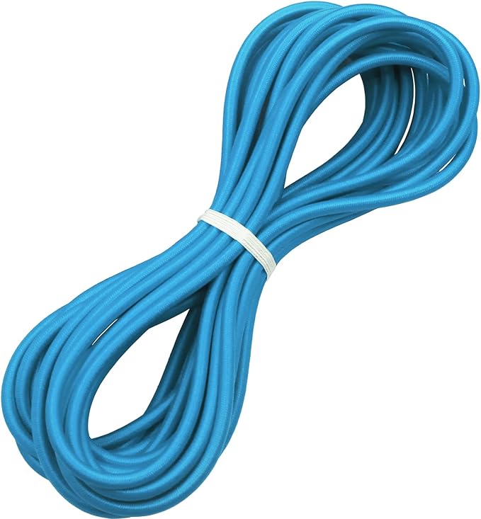 1/4" Elastic Bungee Shock Cords, 50 Feet Marine Grade Kayak Heavy Stretch String Rope & Tie Down Trailer Straps for DIY Projects Blue