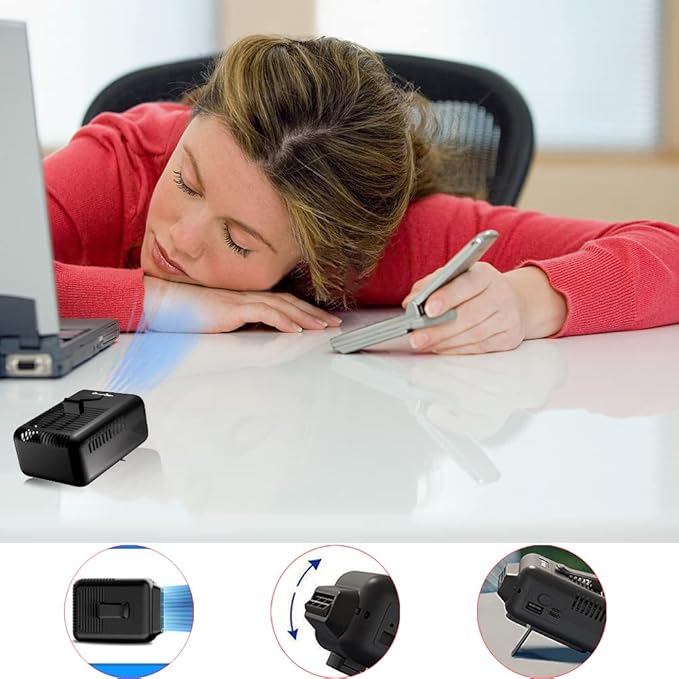 CAZOKASI Upgrade Waist Clip Fan Wearable Fan Portable Cooling and Heatstroke Prevention Fan (Industrial orange black) (Black / 8000mAh)