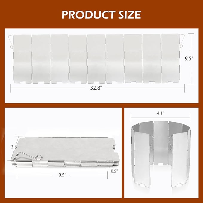 Camping Stove Windscreen 9 Plates Folding Outdoor Stove Windscreen Lightweight Windshield Heat Shield Stove Windshield for Backpacking Stove Butane Stoves Alcohol Stoves...