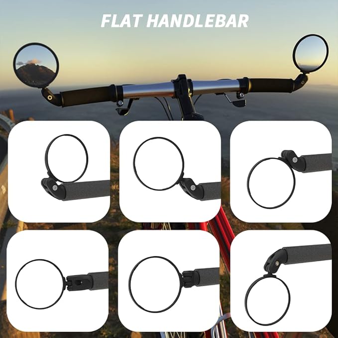 Bike Mirrors,Bike Bar End Mirror, HD Glass Convex Lens Bicycle Rearview Mirror, Safe Cycling Rearview Mirror, Easy to Install