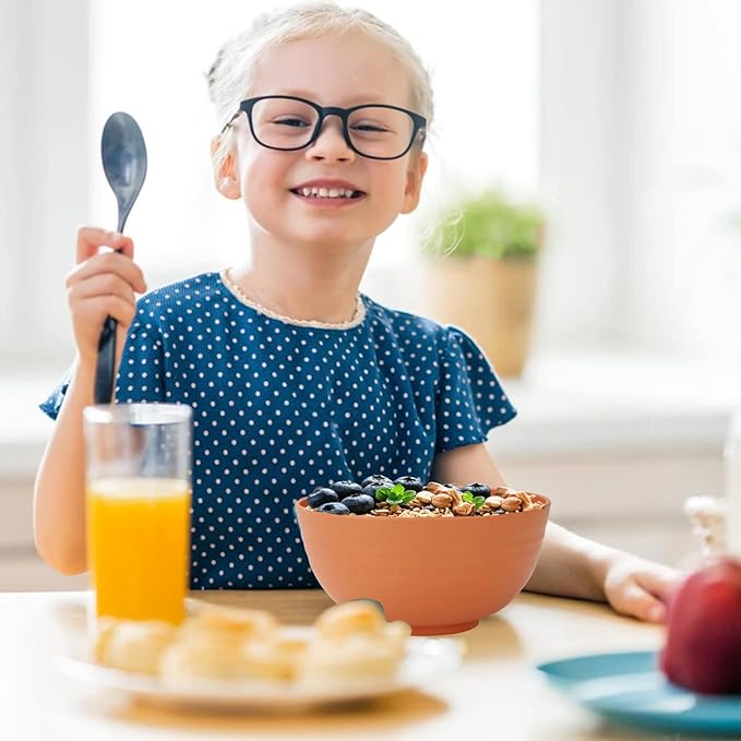 Homienly Wheat Straw Cereal Bowl Set, Wheat Straw Bowls Set - 8 PCS, Unbreakable Lightweight Bowl for Kitchen, Camping, Microwave and Dishwasher Safe Bowls, Soup Bowl (Orange, 26 OZ)