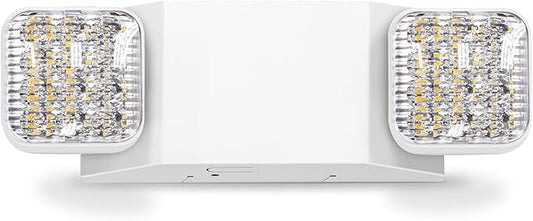 Emergency Light with Backup Battery, Two Head Adjustable Commercial Emergency Lights For Home Power Failure, UL Listed, 5VA Flame Retardant,AC 120/277V, Hardwired Emergency Lights For Business