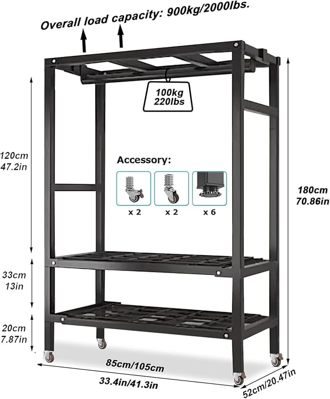 FPIGSHS Heavy Duty Clothes Rack with Magnetic Door 2000LBS Foldable Portable Wardrobe Closet for Hanging Clothing Rolling Garment Rack on Wheels for Bedroom Closet System (C(Pattern Door, 41.3in)