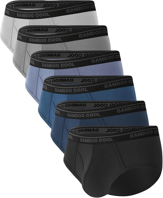 BAMBOO COOL Mens Breathable Soft Underwear Open-fly Classic Briefs, Tag-free
