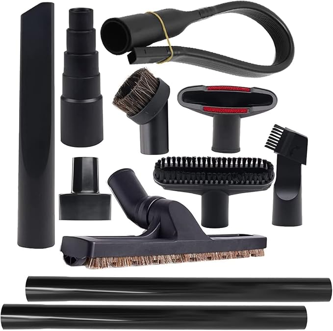 11 Pcs Universal Vacuum Attachments for Shop Vac Accessories - 2 1/2" to 1 1/4" Hose Adapter for Shop Vac, 1 7/8" to 1" Vacuum Hose Adapter, 1 1/4" Vacuum Floor Brush Flexible Crevice Tool