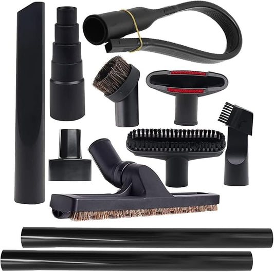 11 Pcs Universal Vacuum Attachments for Shop Vac Accessories - 2 1/2" to 1 1/4" Hose Adapter for Shop Vac, 1 7/8" to 1" Vacuum Hose Adapter, 1 1/4" Vacuum Floor Brush Flexible Crevice Tool