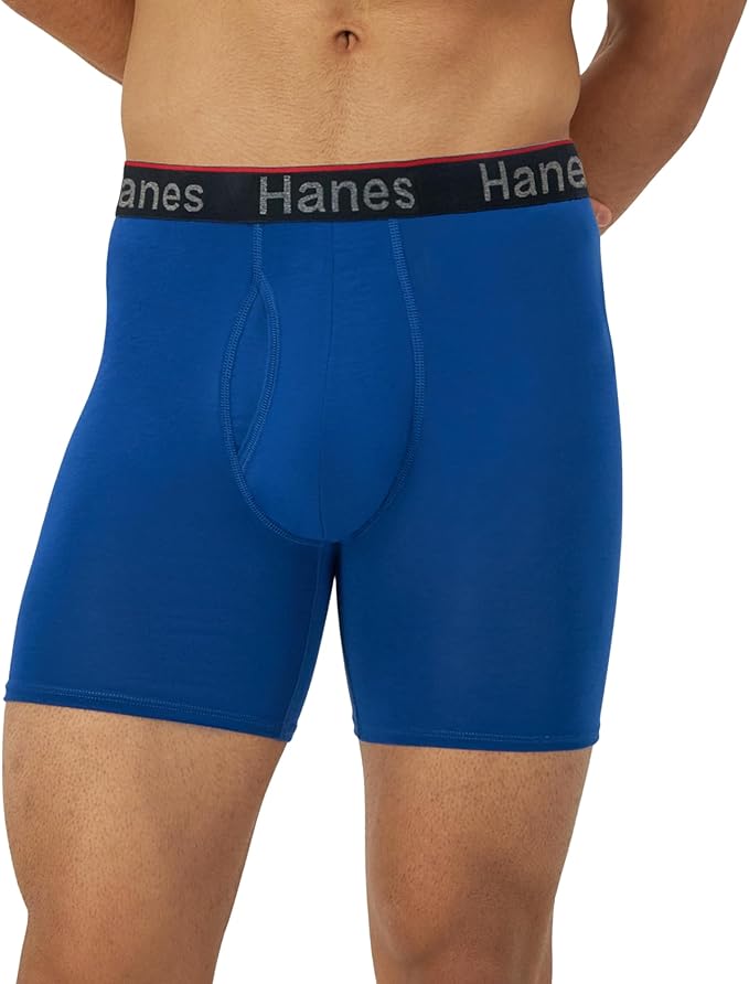 Hanes Total Support Pouch Men's Boxer Brief Underwear, Anti-Chafing, Moisture-Wicking Odor Control, 3-Pack (Reg or Long Leg)