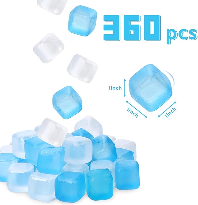 360 Pack Reusable Ice Cubes Refreezable Plastic Ice Cubes Without Diluting Permanent Ice Cube Frozen BPA Free for Bars Party Ice Bath Camping Fishing