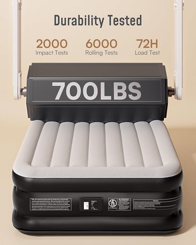 Airefina Air Mattress Full with Built in Pump, Upgraded 18'' Blow Up Mattress, Comfortable Inflatable Mattress for Home Guest Colchones Inflables Temporary Air Bed Full Size with Carry Bag 700 lbs Max