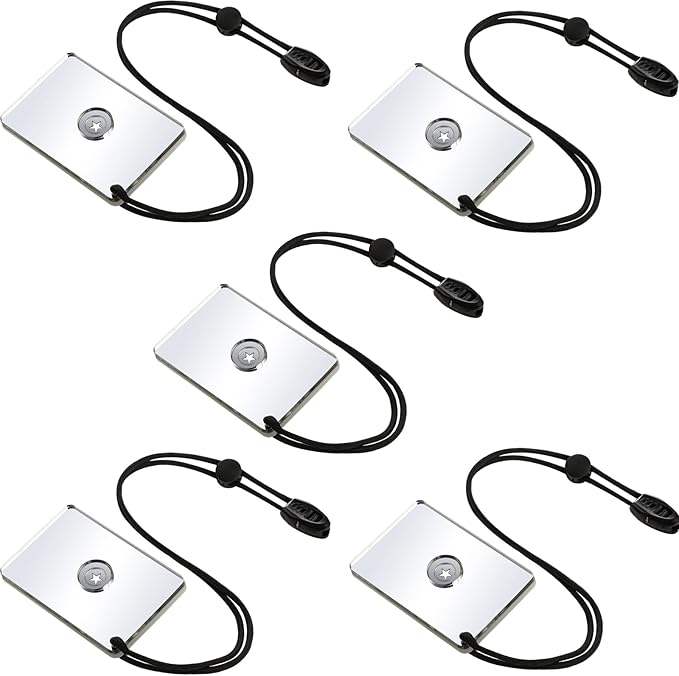 Ferraycle 5 Pieces Signal Mirror Survival Reflective Mirror with Lanyard Compass Whistle Outdoor Emergency Rescue Reflective Signal Star Flash Tool for Hiking Camping Backpacking Emergency Situations