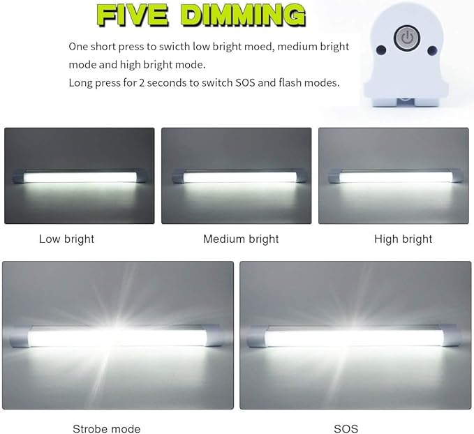 10pcs LETOUR LED Tube Magnetic Light Work Lights 6000Lumens 10400mAh 5 Lighting Options Camping Lantern USB Rechargeable Portable Battery Powered Lights with 2 Magnets Endurance for 80 Hours