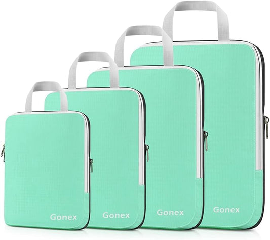 Gonex Compression Packing Cubes, 3pcs/4pcs Expandable Storage Travel Luggage Bags Organizers