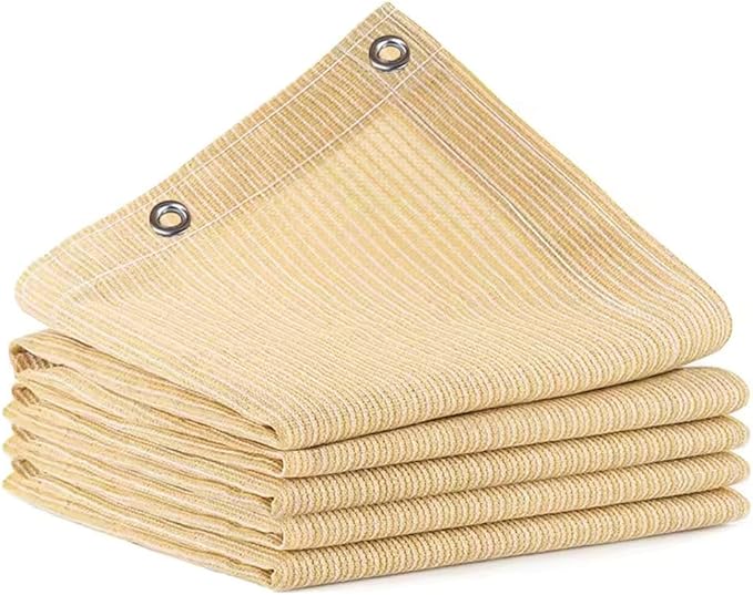 90% Shade Cloth for Garden, 10x30 Ft Beige Patio Sun Shade Fabric with Grommets, UV Protection, Outdoor Privacy Screen Shade Screen, Breathable Mesh Tarp Cover for Pergola, Deck, Porch, Pool