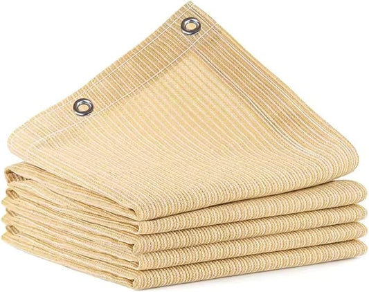 90% Shade Cloth for Garden, 12x15 Ft Beige Patio Sun Shade Fabric with Grommets, UV Protection, Outdoor Privacy Screen Shade Screen, Breathable Mesh Tarp Cover for Pergola, Deck, Porch, Pool