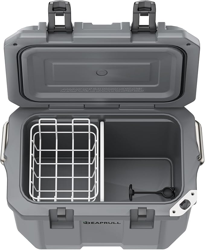 Hard Cooler, Insulated Ice Chest Box Holds Ice for More Days, Portable Cooler with Handle, Cup Holders, Double Latches for Camping Drink, Beach, Picnic, Fishing, Boat, Barbecue