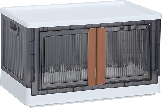 HAIXIN Storage Cabinet, 19 Gal Folding Storage Box, Stackable Cube Storage Organizer, White, 25.19 x 15.74 x 14.5 inches, 1 Pack