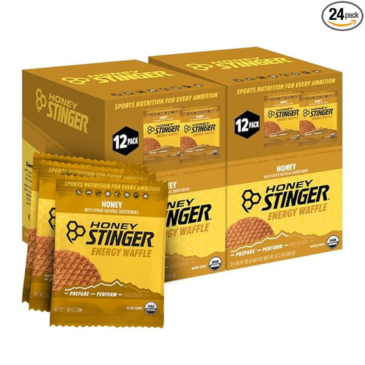 Honey Stinger Organic Honey Waffle, Energy Stroopwafel for Exercise, Endurance and Performance, Sports Nutrition for Home & Gym, Pre & During Workout, Box of 24 Waffles