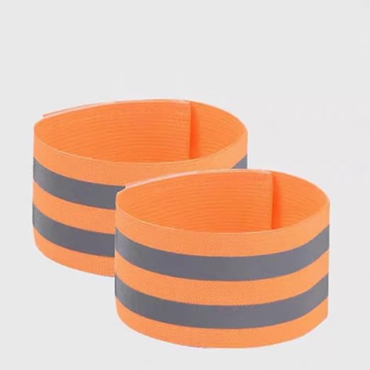 4PCS Reflective Wrist Strap 5x1x1cm Running Safety Gear Reflective Wristbands High Visibility Bike Ankle Bands Reflector Armband Self-Adhesive Reflective Bands for Walking,Night Sports Orange