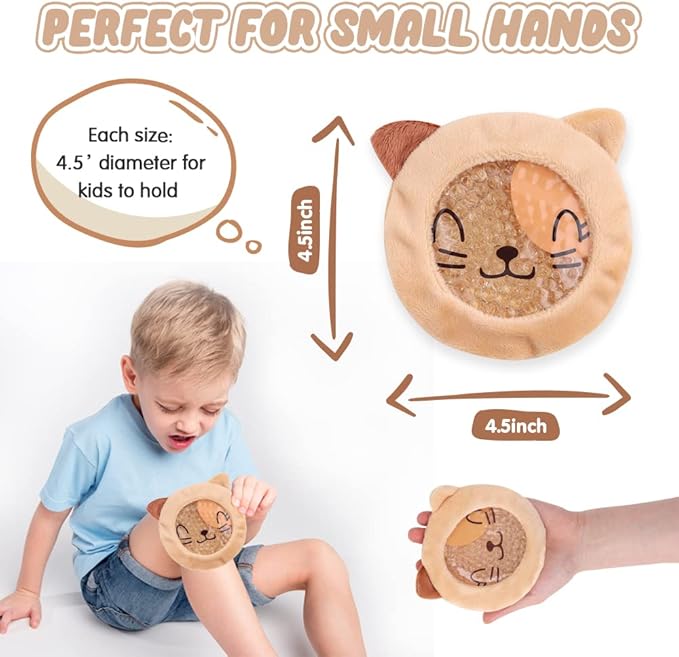 Hilph Kids Ice Packs for Boo Boos, Hot Cold Packs with Cover for Kids Children Injuries, Toddler Animal Round Ice Packs for Bumps, Swelling, Wisdom Teeth (3 Packs)