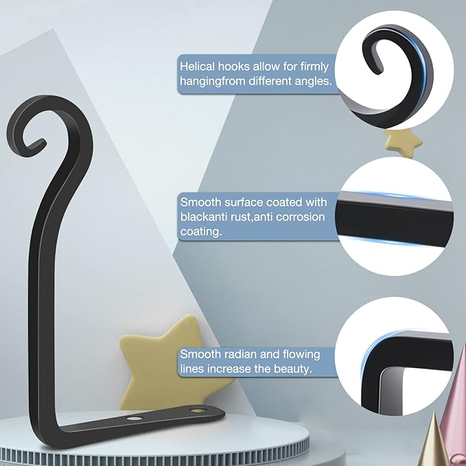 Gtongoko 2 Pack 6 Inch Plant Hangers Outdoor Metal, Plant Hooks for Wall Indoor, Outdoor Hooks for Hanging Bird Feeders, Plant Bracket, Lanterns, Wind Chinme, Black