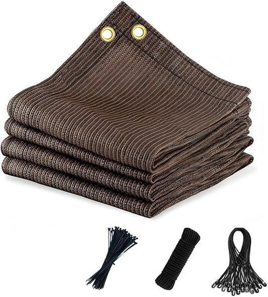 90% Sun Shade Cloth for Patio, 10x10 Ft Breathable Sunshade Fabric for Garden, UV Resisant & Privacy Protection Shade Screen for Pergola, Backyard, Deck, Pool, Balcony, Mocha