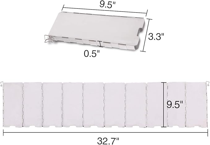 REDCAMP Folding Outdoor Stove Windscreen, Lightweight Butane Burner Windshield,10 Plates Aluminum Camping Stove Windshield with Carrying bag
