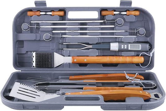 Mr. Bar-B-Q 94122X 12-Piece Tool Set with Bonus Thermo Fork, Gray