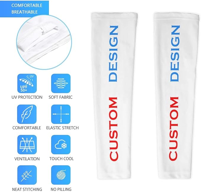 Custom Cooling Compression Arm Sleeves Add Your Design Personalized Oversleeve Covers for Outdoor Activity
